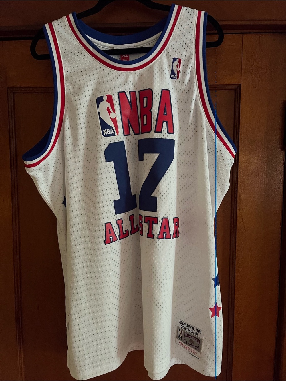 Chris Mullin 1989 NBA Allstar  Mitchell Ness Sewn White Jersey Size 2xl XXL
